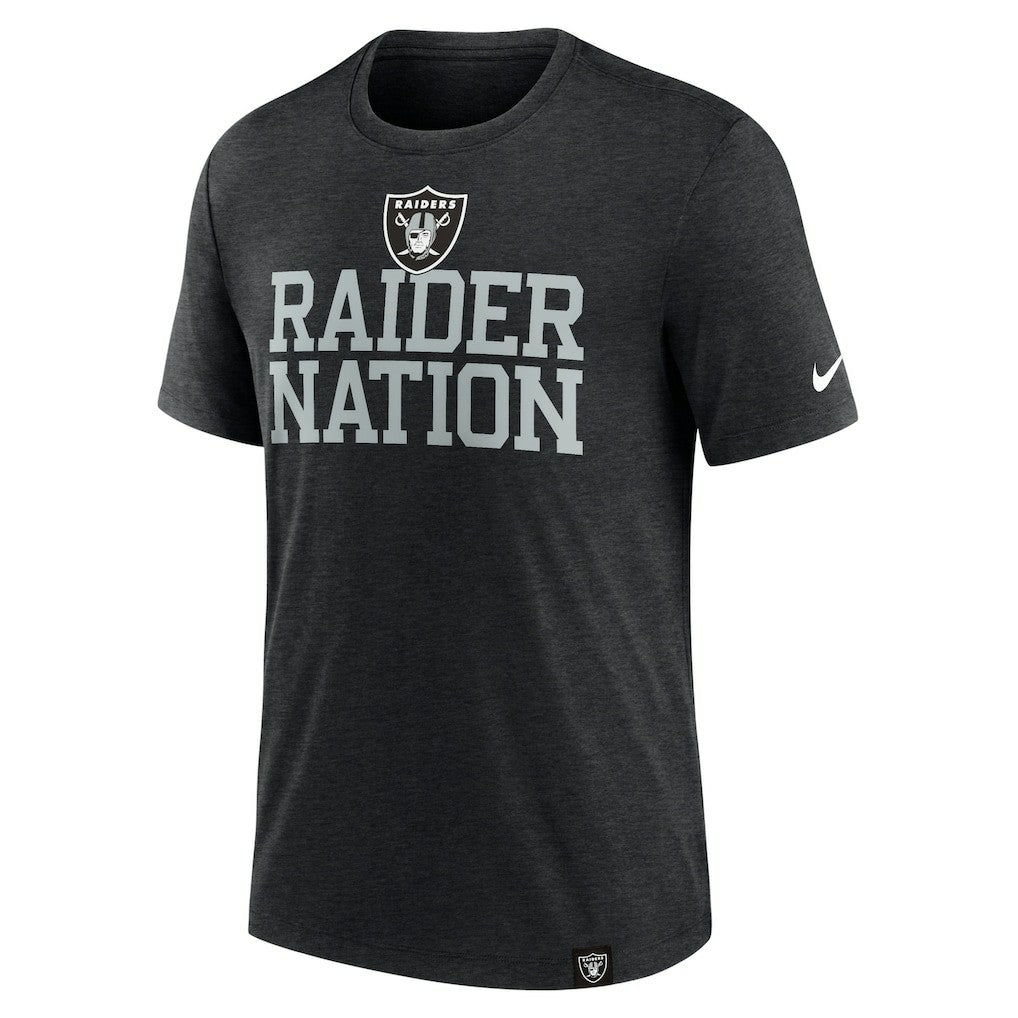 Las Vegas Raiders Blitz Tri-Blend T-Shirt Heather Black | Nike for Sale