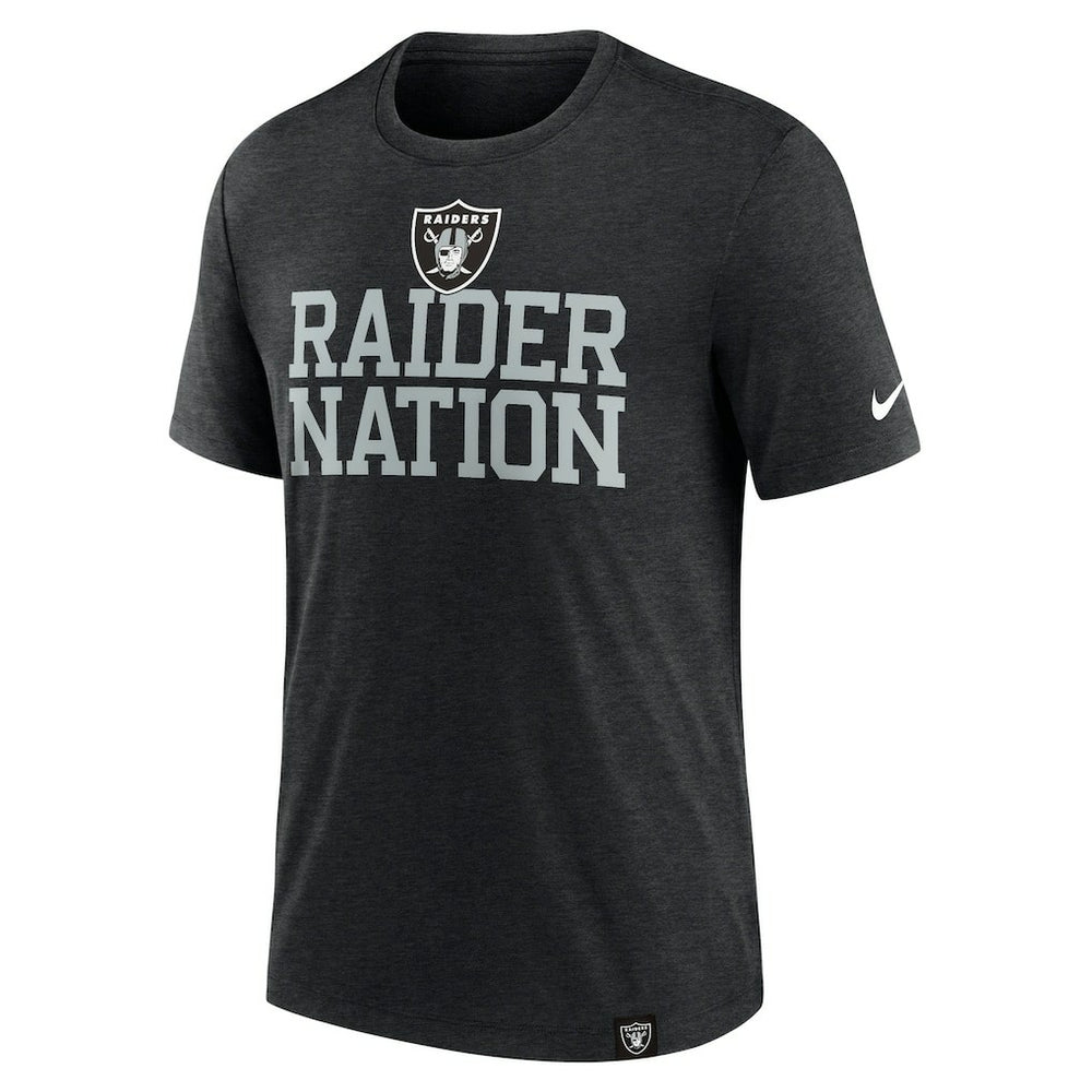 Las Vegas Raiders Blitz Tri-Blend T-Shirt Heather Black | Nike for Sale