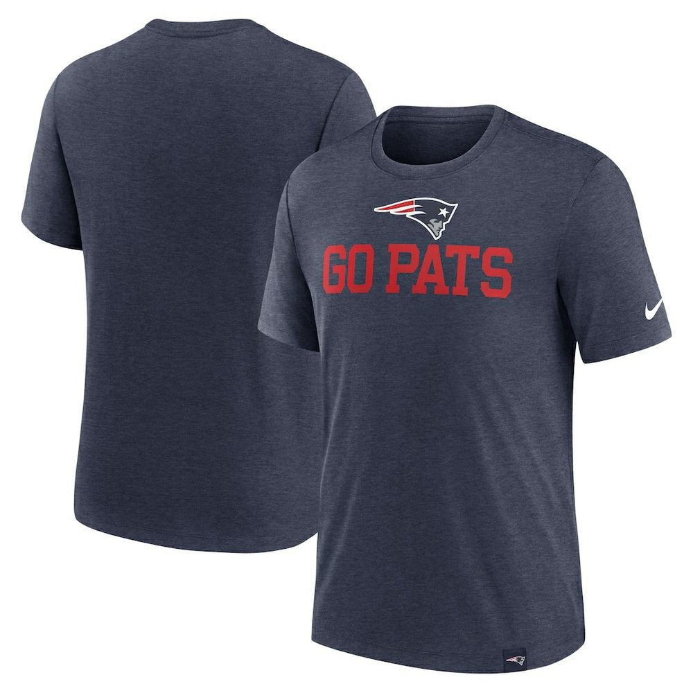 New England Patriots Blitz Tri-Blend T-Shirt Heather Navy | Nike for Sale
