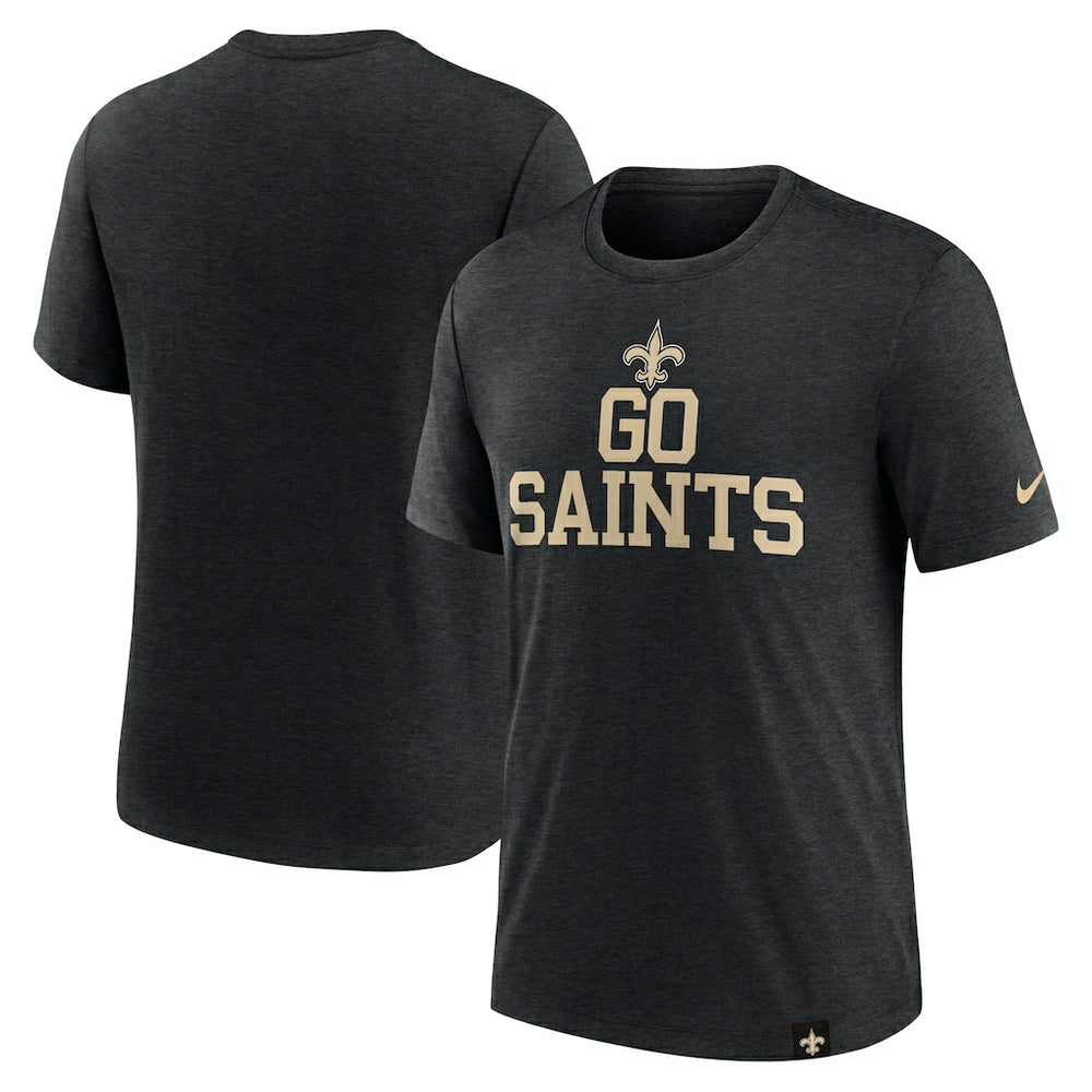 New Orleans Saints Blitz Tri-Blend T-Shirt Heather Black | Nike for Sale