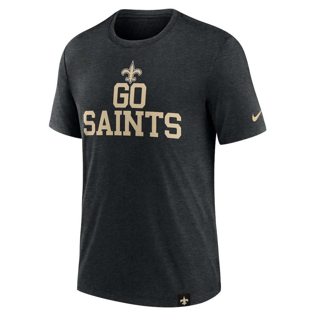 New Orleans Saints Blitz Tri-Blend T-Shirt Heather Black | Nike for Sale