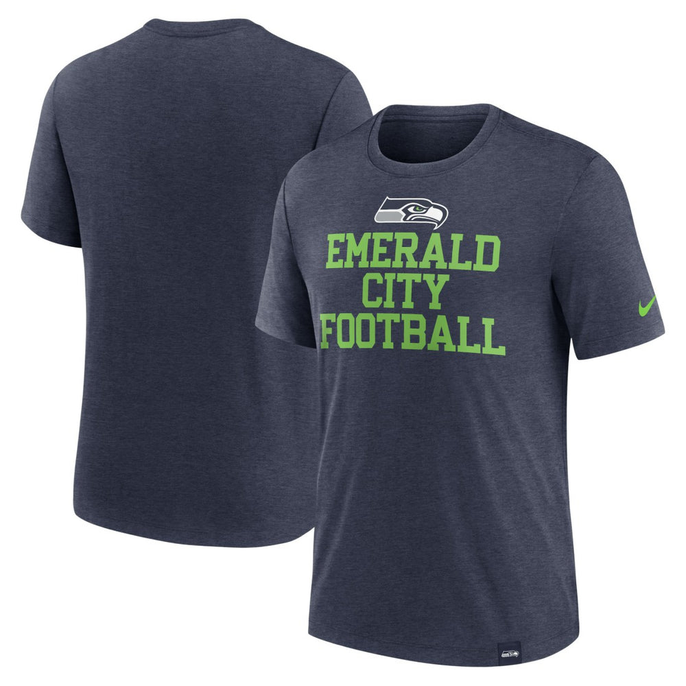 Seattle Seahawks Blitz Tri-Blend T-Shirt Heather College Navy | Nike for Sale