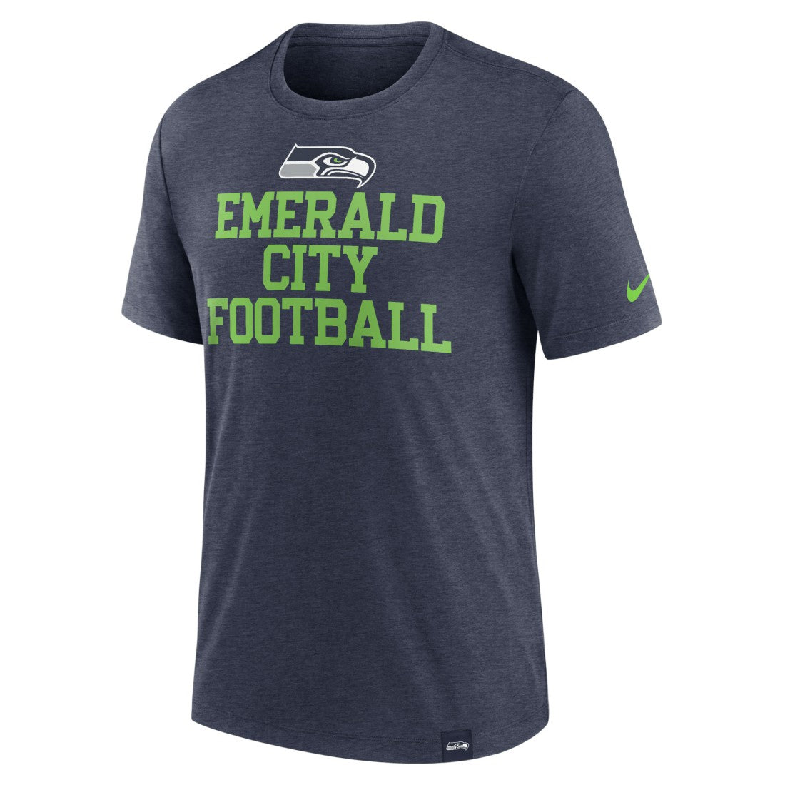 Seattle Seahawks Blitz Tri-Blend T-Shirt Heather College Navy | Nike for Sale