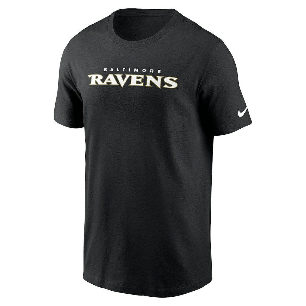 Baltimore Ravens Primetime Wordmark Essential T-Shirt Black | Nike for Sale