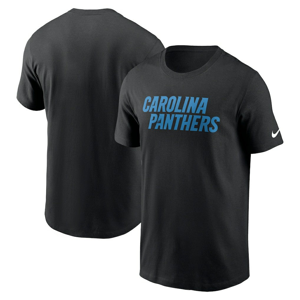 Carolina Panthers Primetime Wordmark Essential T-Shirt Black | Nike for Sale
