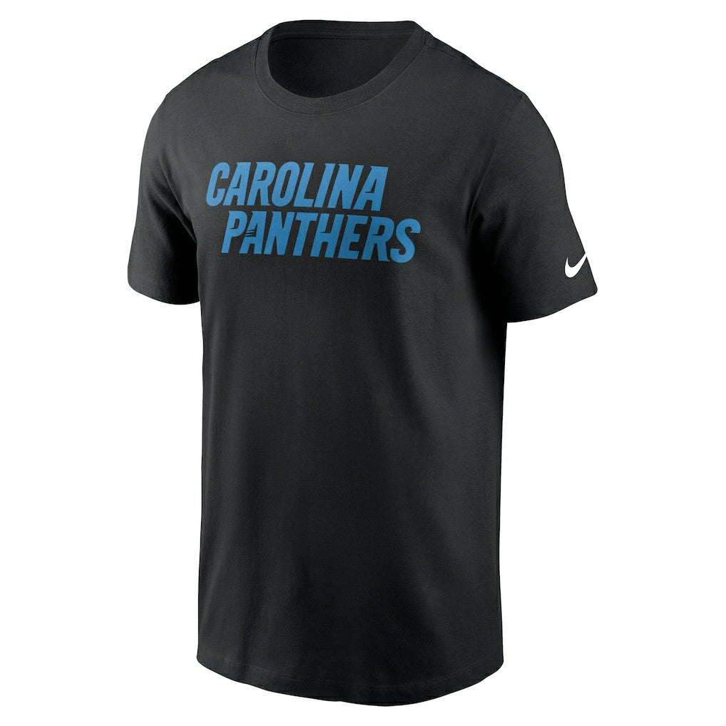 Carolina Panthers Primetime Wordmark Essential T-Shirt Black | Nike for Sale