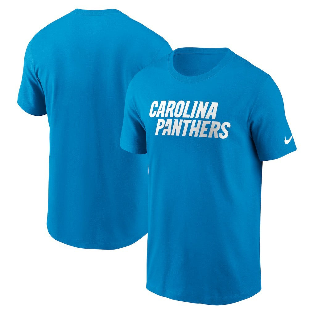 Carolina Panthers Primetime Wordmark Essential T-Shirt Blue | Nike for Sale