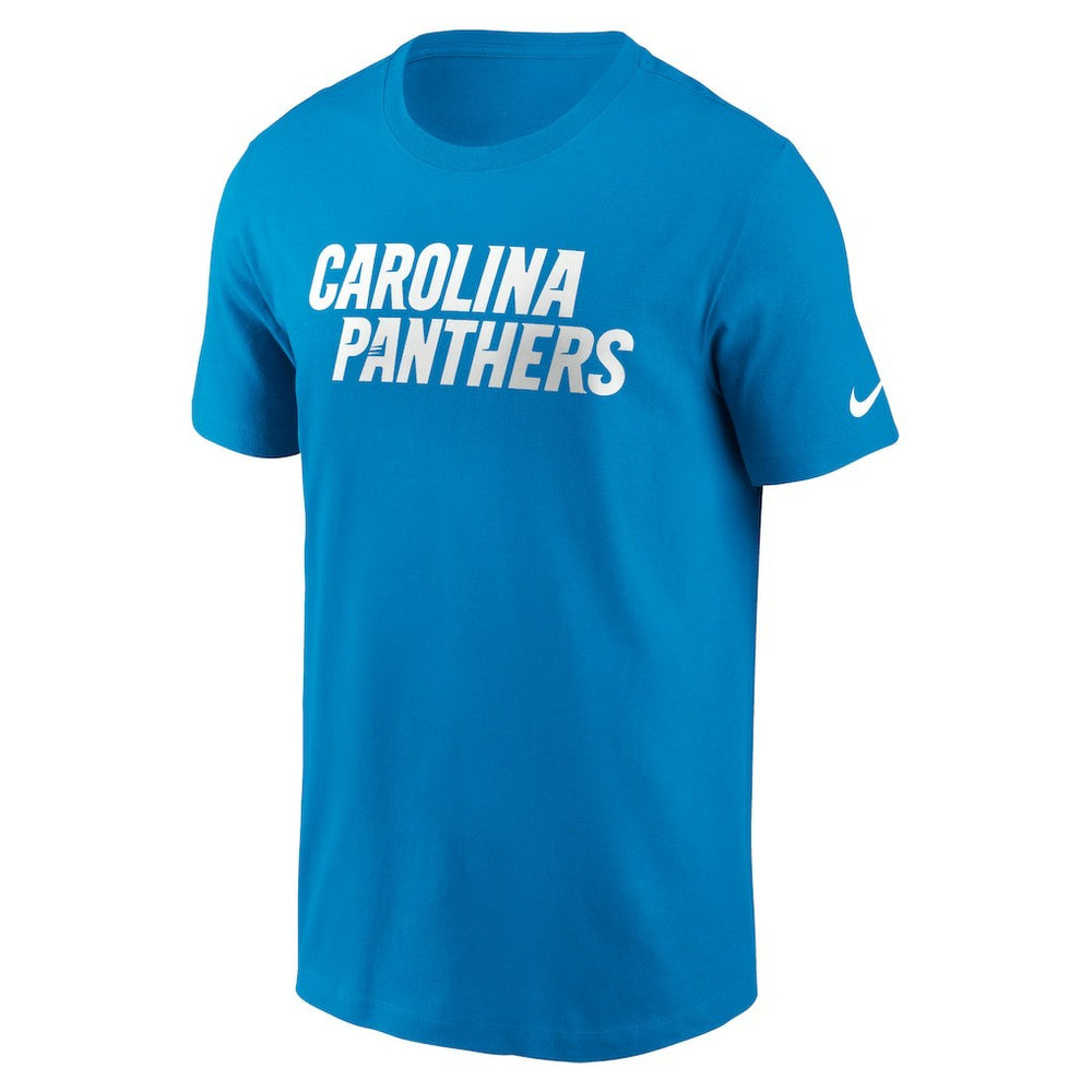 Carolina Panthers Primetime Wordmark Essential T-Shirt Blue | Nike for Sale