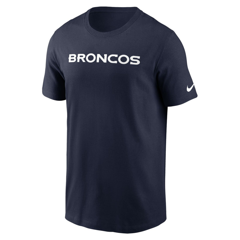 Denver Broncos Primetime Wordmark Essential T-Shirt Navy | Nike for Sale