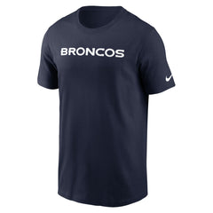 Denver Broncos Primetime Wordmark Essential T-Shirt Navy | Nike for Sale