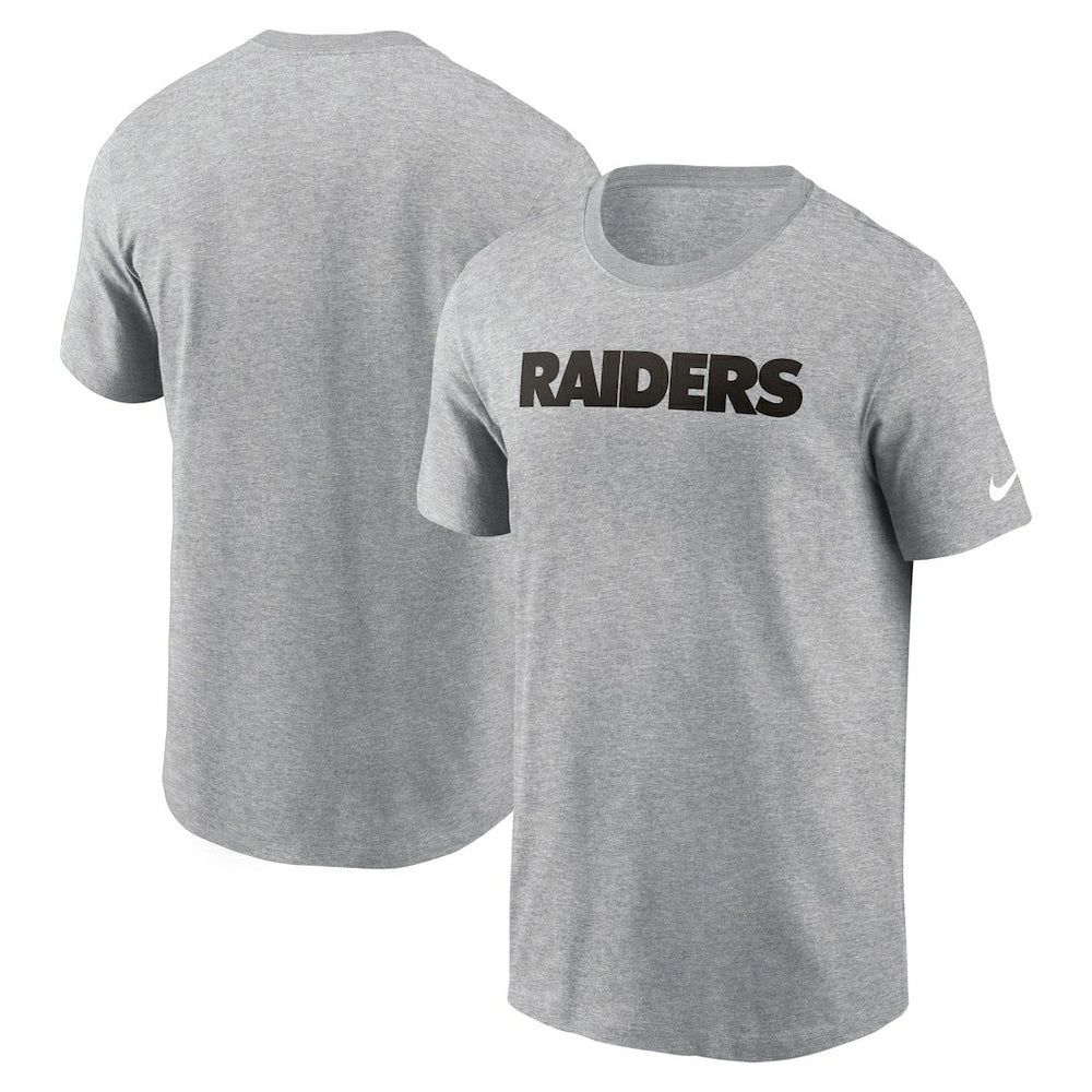 Las Vegas Raiders Primetime Wordmark Essential T-Shirt Heather Gray | Nike for Sale