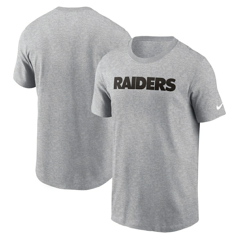 Las Vegas Raiders Primetime Wordmark Essential T-Shirt Heather Gray | Nike for Sale