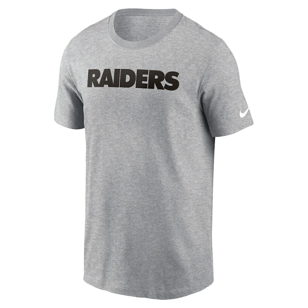 Las Vegas Raiders Primetime Wordmark Essential T-Shirt Heather Gray | Nike for Sale