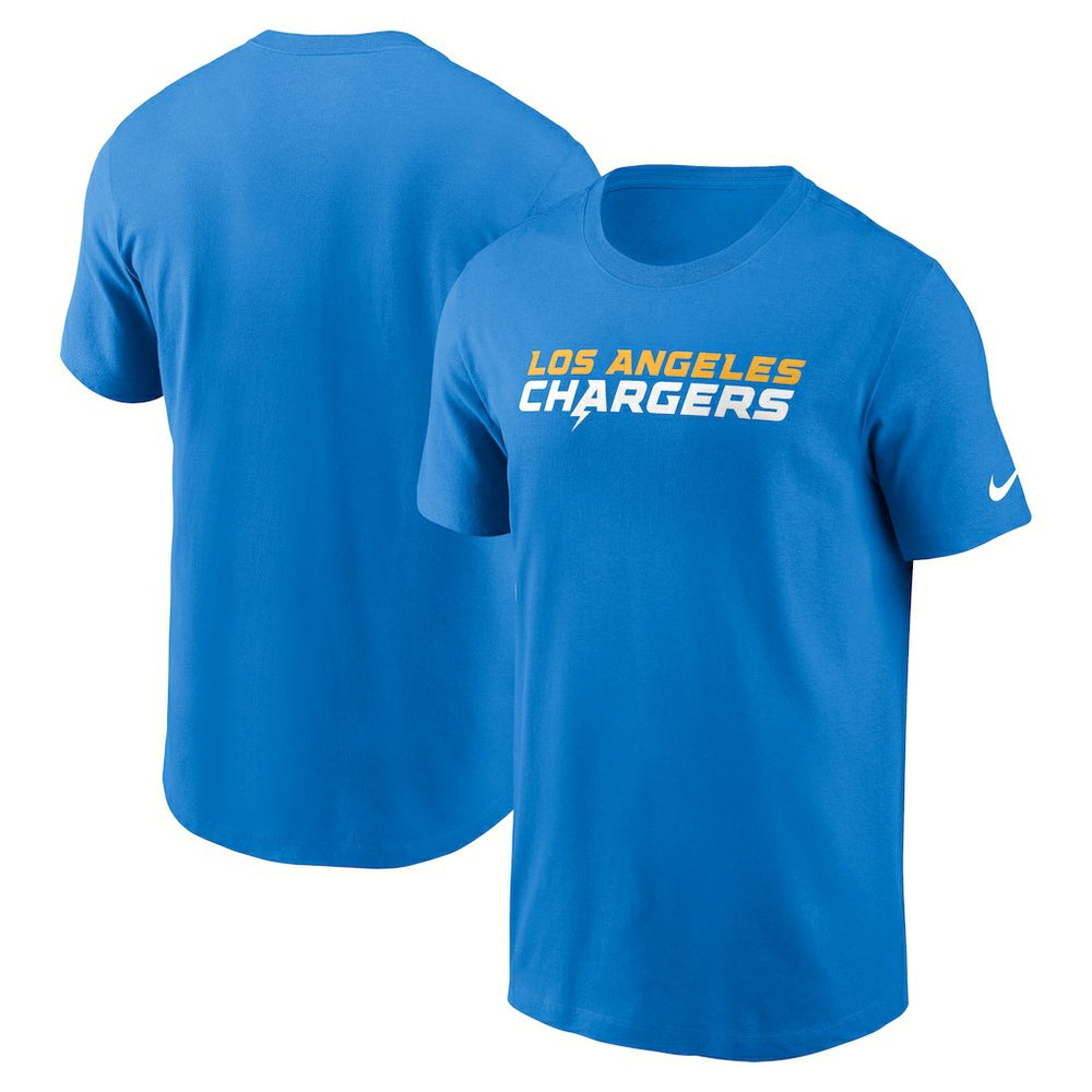Los Angeles Chargers Primetime Wordmark Essential T-Shirt Powder Blue | Nike for Sale