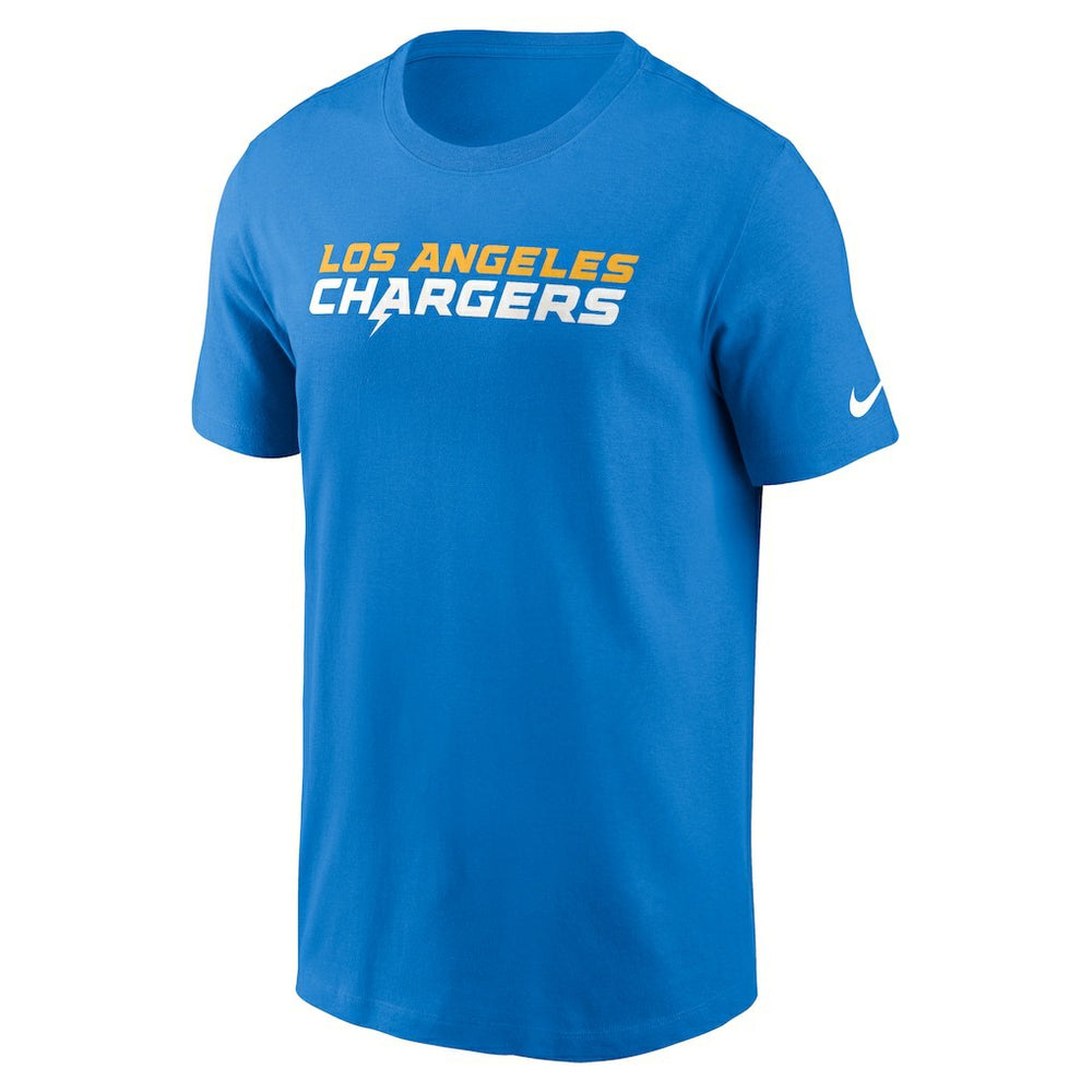 Los Angeles Chargers Primetime Wordmark Essential T-Shirt Powder Blue | Nike for Sale