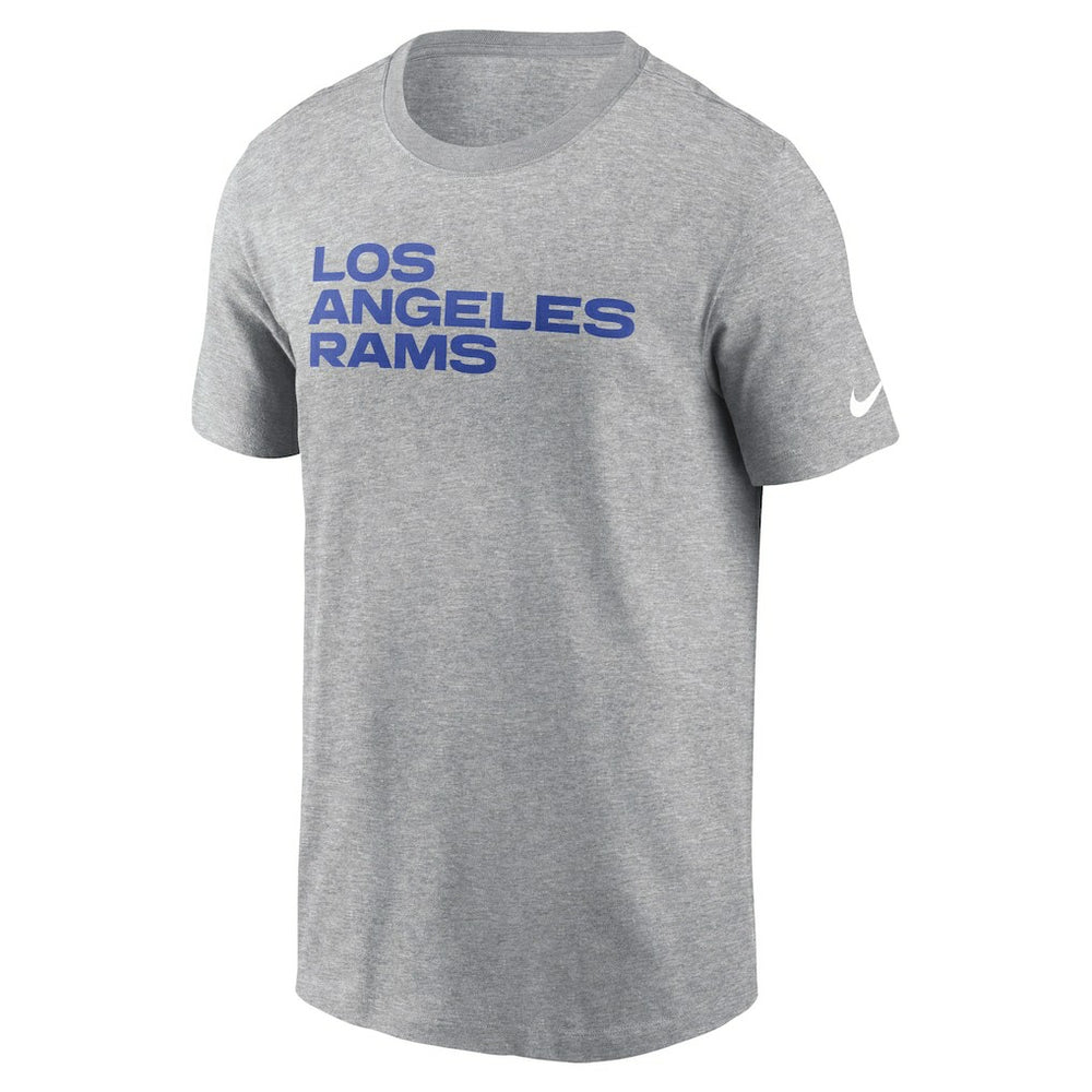 Los Angeles Rams Primetime Wordmark Essential T-Shirt Heather Gray | Nike for Sale