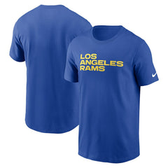 Los Angeles Rams Primetime Wordmark Essential T-Shirt Royal | Nike for Sale