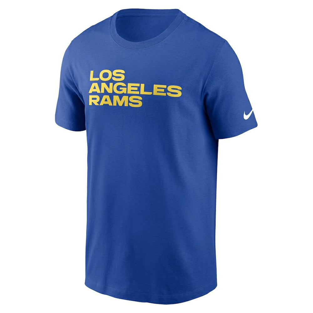 Los Angeles Rams Primetime Wordmark Essential T-Shirt Royal | Nike for Sale