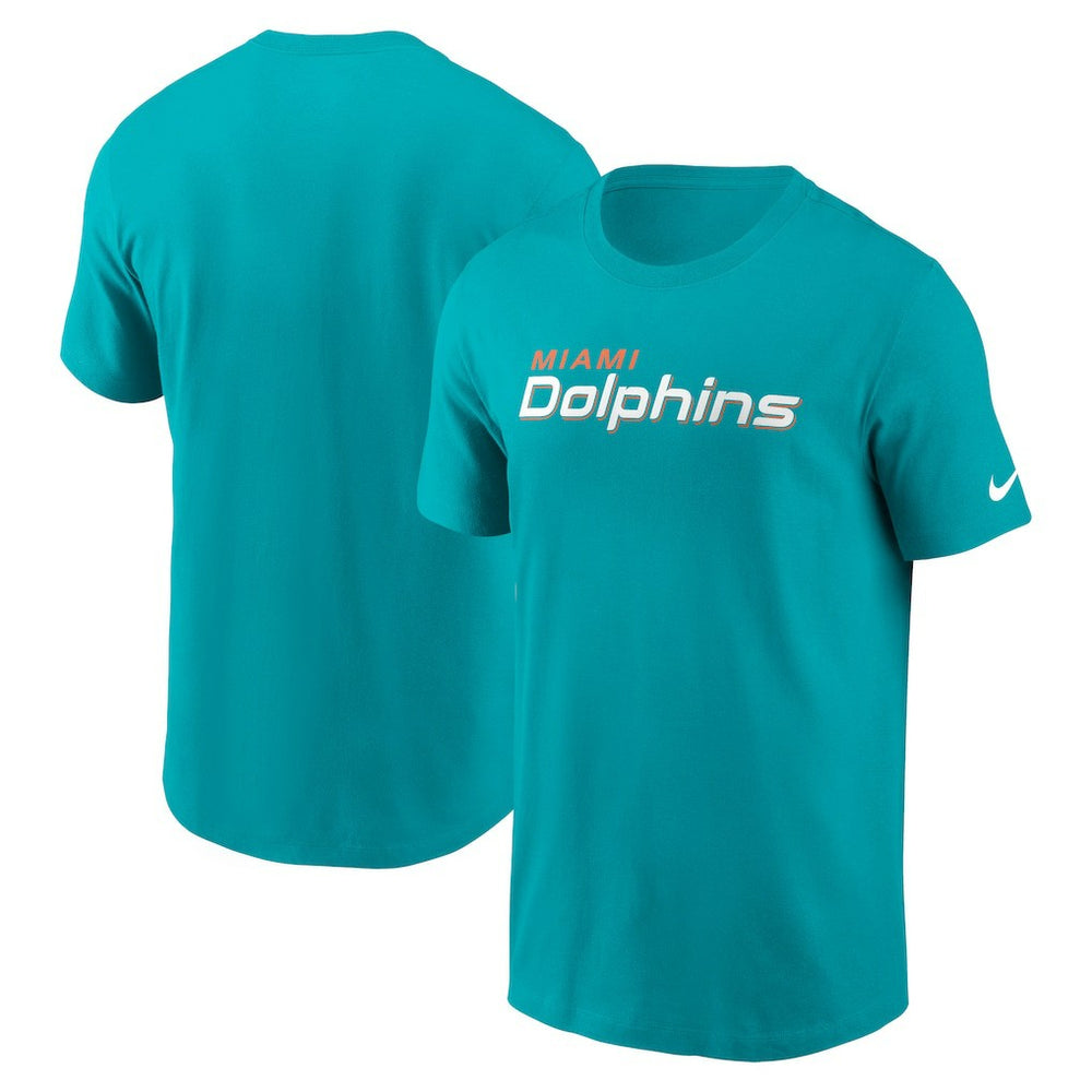 Miami Dolphins Primetime Wordmark Essential T-Shirt Aqua | Nike for Sale