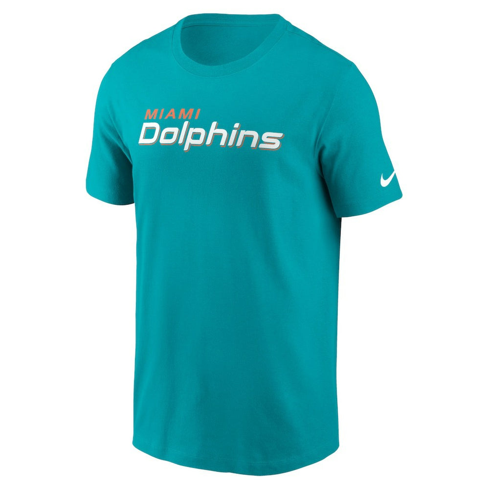 Miami Dolphins Primetime Wordmark Essential T-Shirt Aqua | Nike for Sale