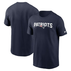 New England Patriots Primetime Wordmark Essential T-Shirt Navy | Nike for Sale