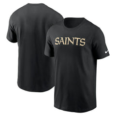 New Orleans Saints Primetime Wordmark Essential T-Shirt Black | Nike for Sale