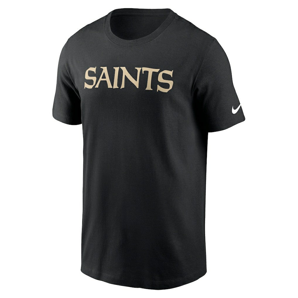 New Orleans Saints Primetime Wordmark Essential T-Shirt Black | Nike for Sale