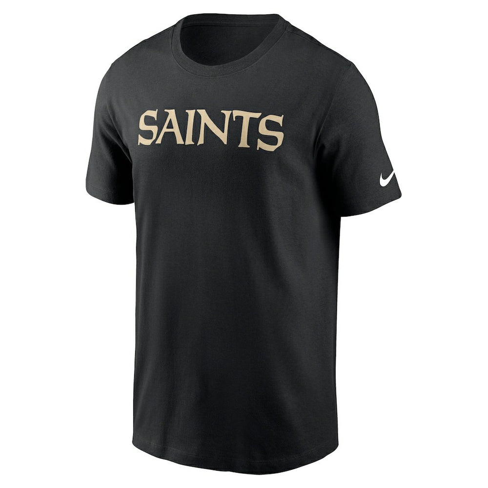 New Orleans Saints Primetime Wordmark Essential T-Shirt Black | Nike for Sale