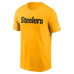 Pittsburgh Steelers Primetime Wordmark Essential T-Shirt Gold | Nike for Sale