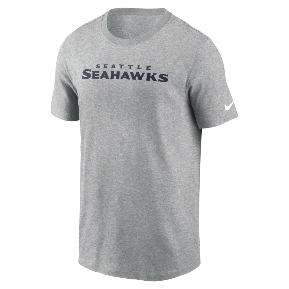 Seattle Seahawks Primetime Wordmark Essential T-Shirt Heather Gray | Nike for Sale