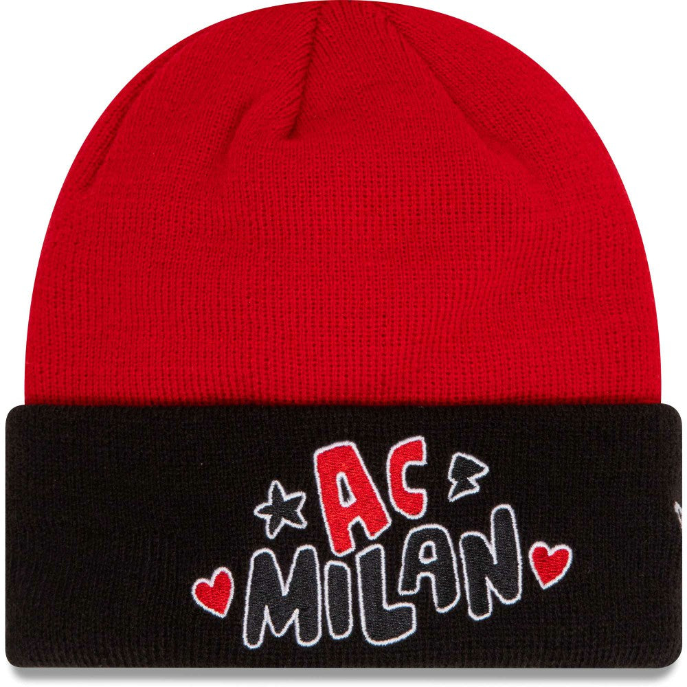 AC Milan New Era Youth Wordmark Cuffed Knit Hat Red | New Era Sale