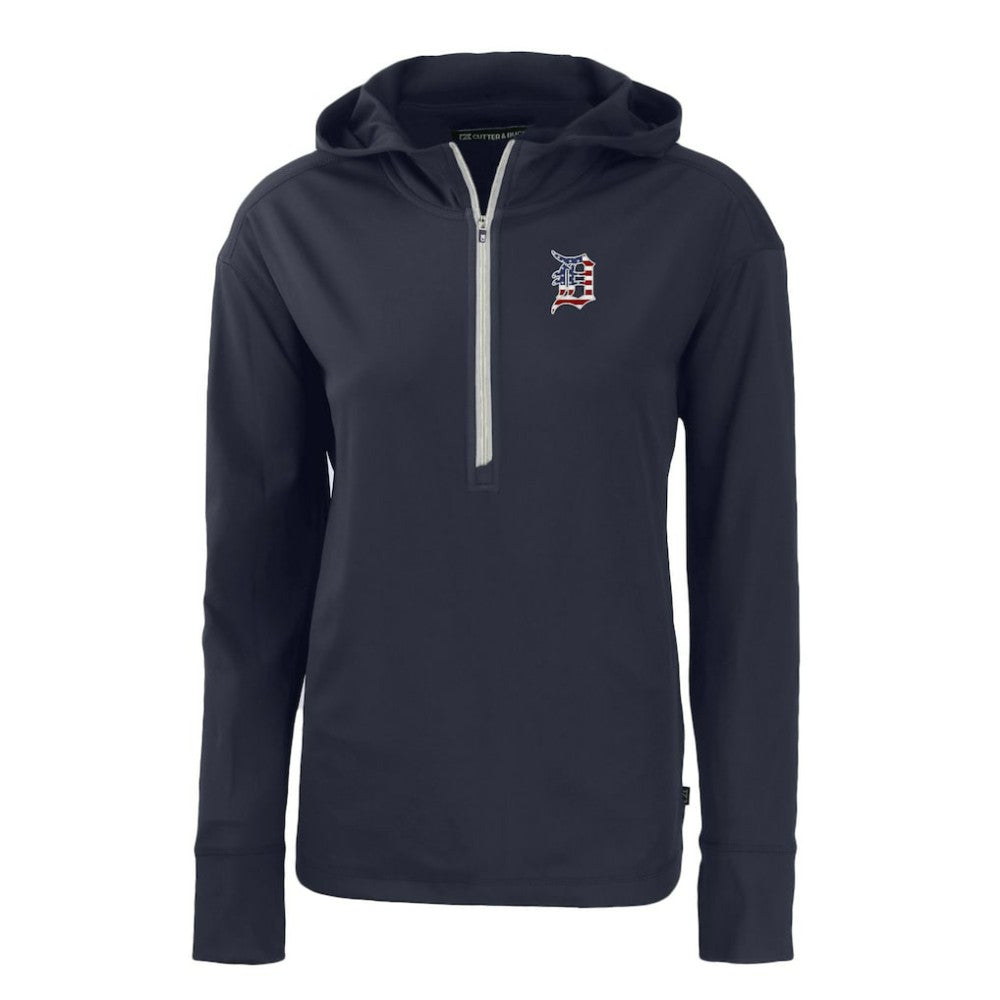 Detroit Tigers Cutter & Buck Women's Daybreak Eco Recycled Half-Zip Hoodie - MLB