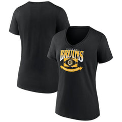 Boston Bruins Women's Slapshot V-Neck T-Shirt - Black - NHL