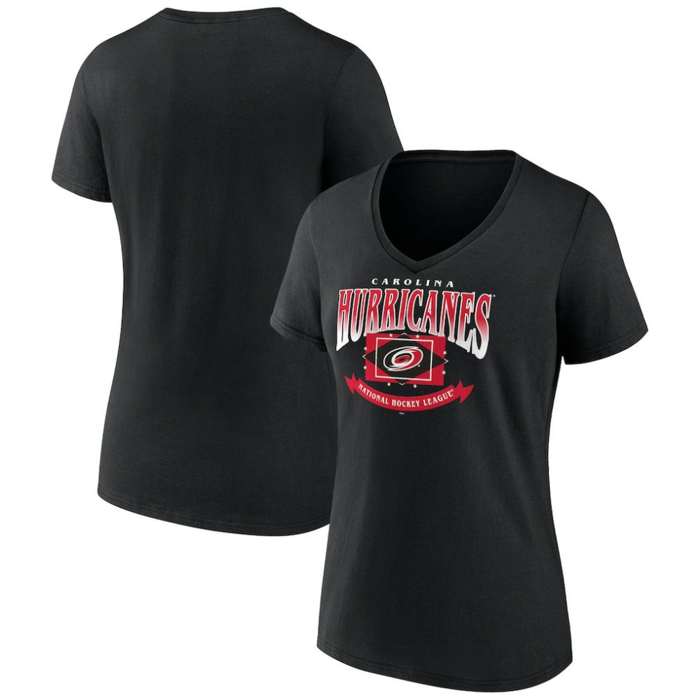 Carolina Hurricanes Women's Slapshot V-Neck T-Shirt - Black - NHL