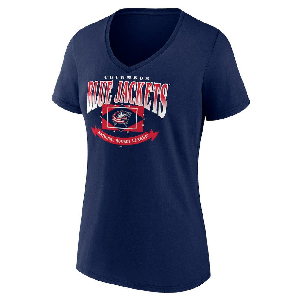 Columbus Blue Jackets Women's Slapshot V-Neck T-Shirt - Navy - NHL