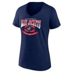 Columbus Blue Jackets Women's Slapshot V-Neck T-Shirt - Navy - NHL