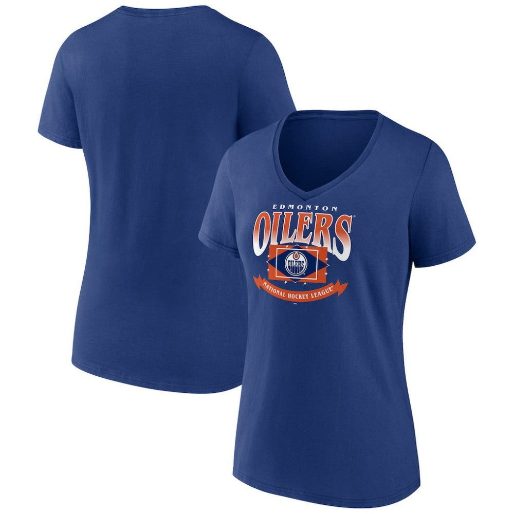 Edmonton Oilers Women's Slapshot V-Neck T-Shirt - Navy - NHL
