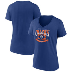 Edmonton Oilers Women's Slapshot V-Neck T-Shirt - Navy - NHL