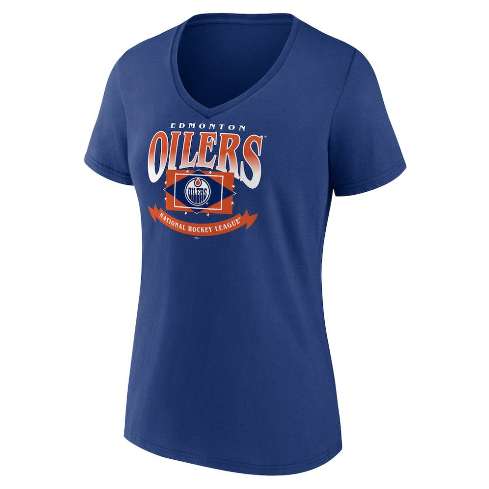 Edmonton Oilers Women's Slapshot V-Neck T-Shirt - Navy - NHL