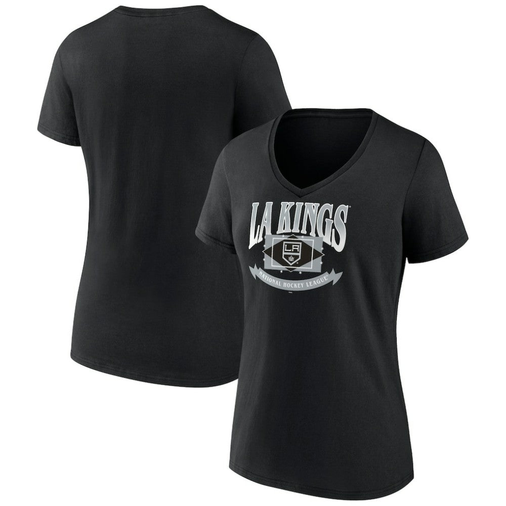 Los Angeles Kings Women's Slapshot V-Neck T-Shirt - Black - NHL