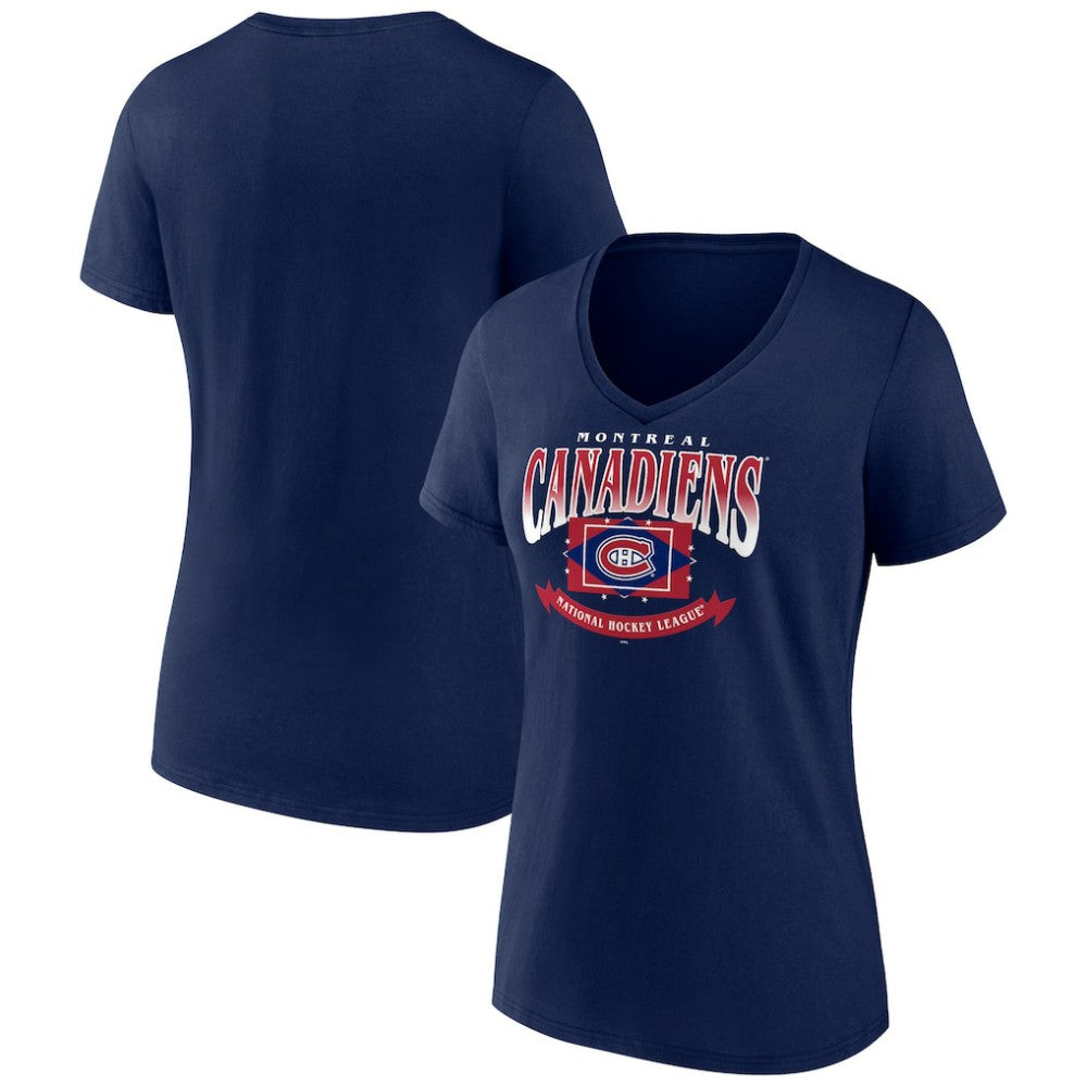 Montreal Canadiens Women's Slapshot V-Neck T-Shirt - Navy - NHL