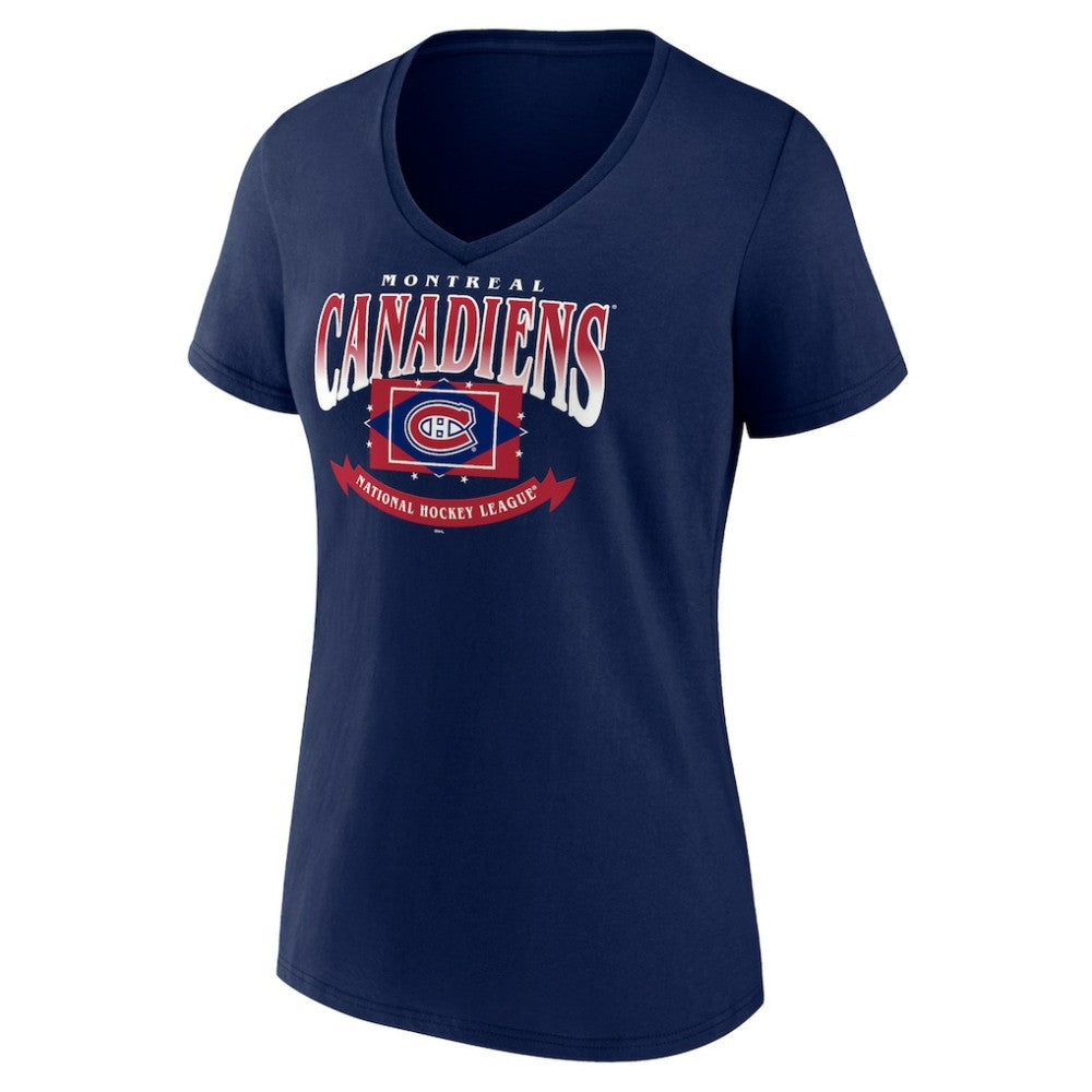 Montreal Canadiens Women's Slapshot V-Neck T-Shirt - Navy - NHL