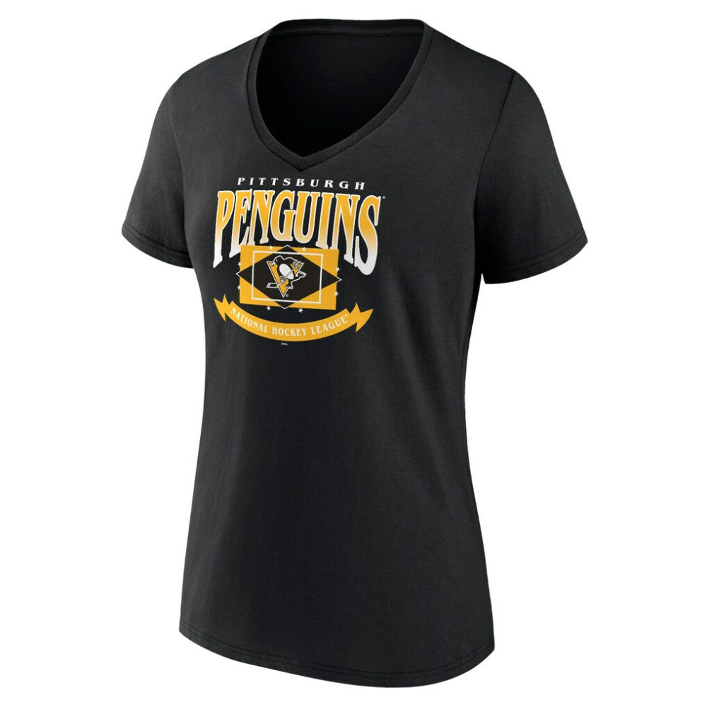 Pittsburgh Penguins Women's Slapshot V-Neck T-Shirt - Black - NHL