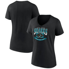 San Jose Sharks Women's Slapshot V-Neck T-Shirt - Black - NHL