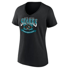 San Jose Sharks Women's Slapshot V-Neck T-Shirt - Black - NHL