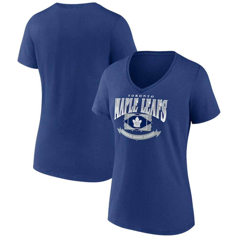 Toronto Maple Leafs Women's Slapshot V-Neck T-Shirt - Blue - NHL
