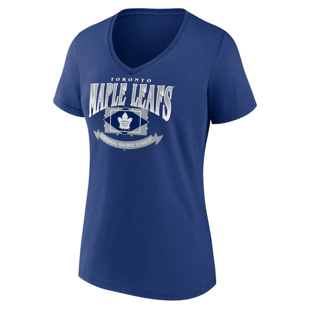 Toronto Maple Leafs Women's Slapshot V-Neck T-Shirt - Blue - NHL