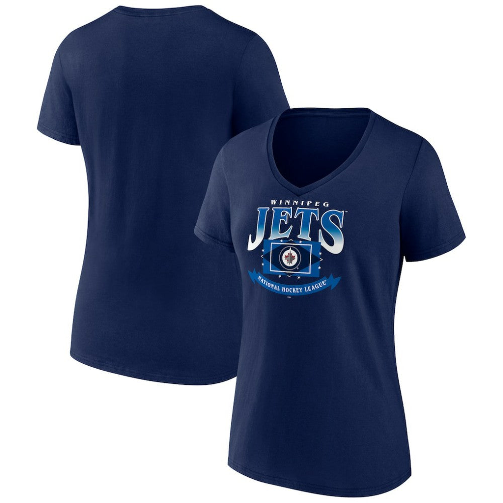 Winnipeg Jets Women's Slapshot V-Neck T-Shirt - Navy - NHL