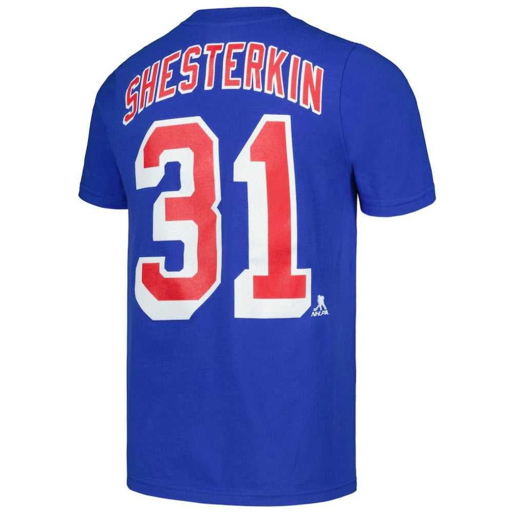 Igor Shesterkin New York Rangers Youth Player Name & Number T-Shirt - Blue - NHL