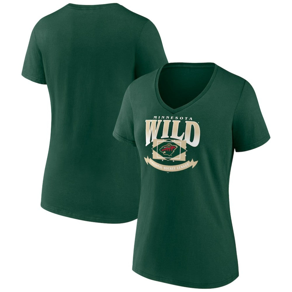 Minnesota Wild Women's Slapshot V-Neck T-Shirt - Green - NHL